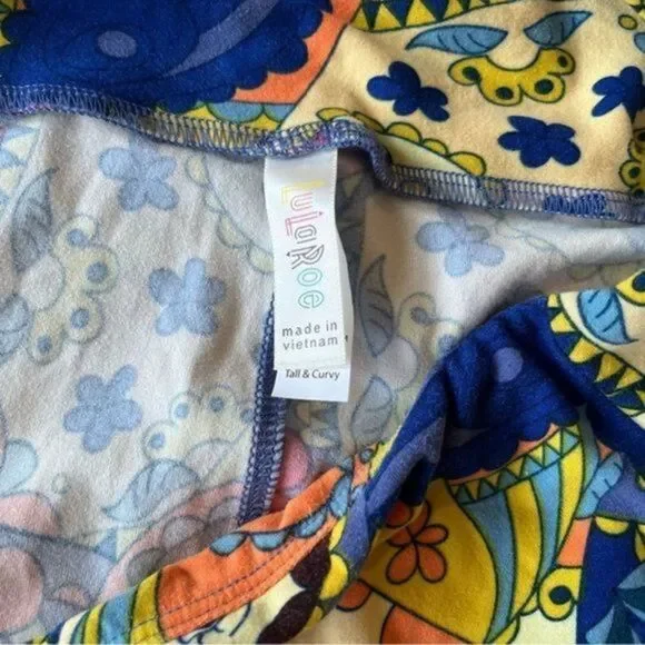 Lularoe TC Leggings Russian Mishka Dolls Blues Yellow Oranges - Picture 5 of 6